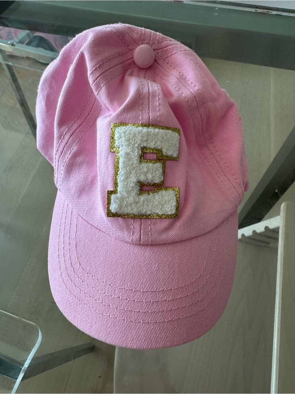 Pink Kids Baseball Cap with Letter E - Unbranded
